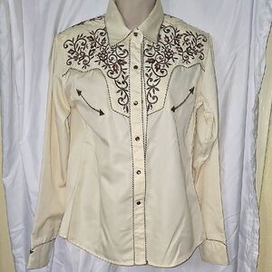 Embroidered Cream Western Shirt
